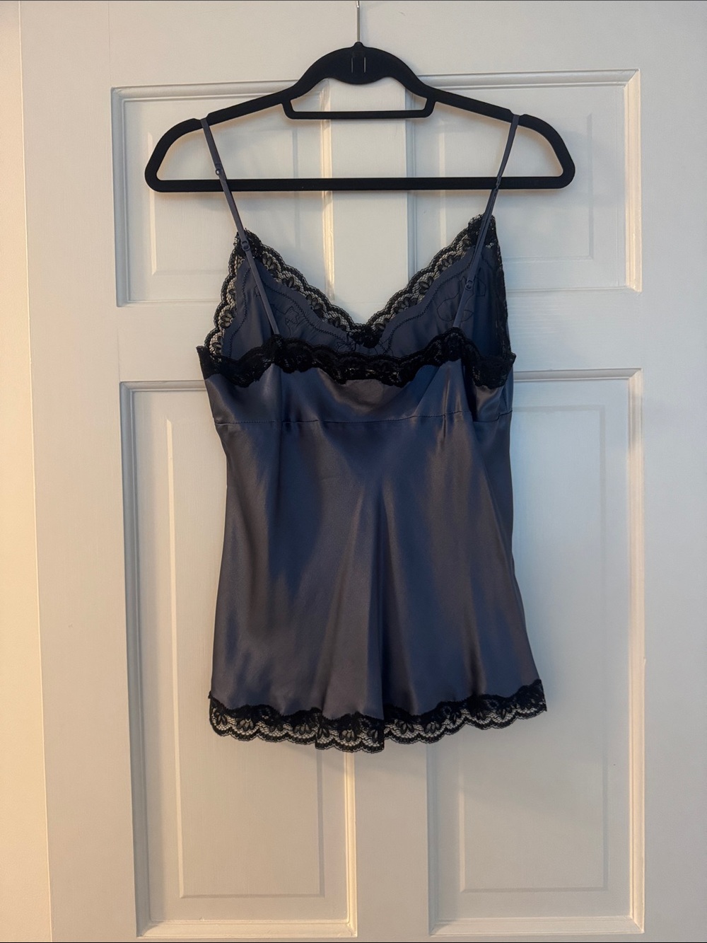 Gold Hawk Satin Lace Trim Cami - Slate Blue & Black - Picture 2 of 2